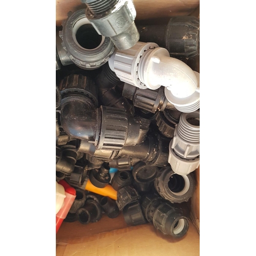 585 - Large Box of Assorted Plumber's Items