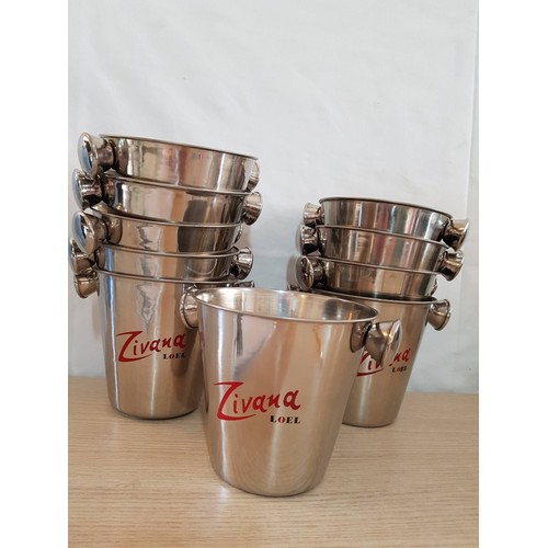 511 - 10 x Stainless Steel Ice Buckets with Zivania Advertising, (10)