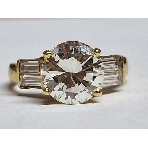 172A - Stunning 18ct Gold and Diamond Ring; Round Brilliant Cut Central Diamond (Approx. 2.66ct, I-J, VVS1)... 