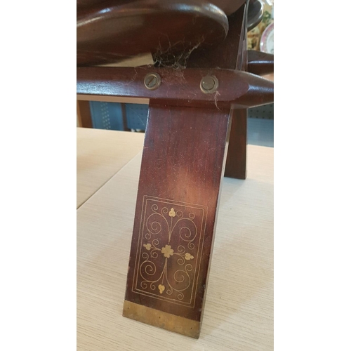 199 - Vintage Wood and Leather Oriental Camel Saddle Stool with Brass Details, (Approx. 78 x 38 x 42cm)