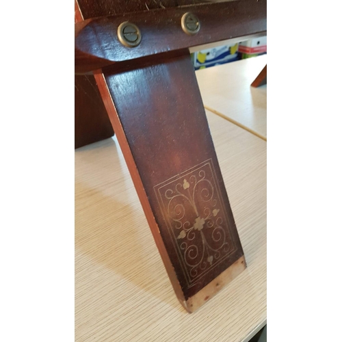 199 - Vintage Wood and Leather Oriental Camel Saddle Stool with Brass Details, (Approx. 78 x 38 x 42cm)