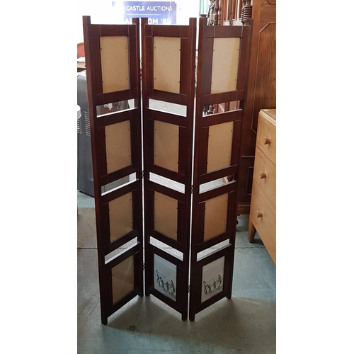 335 - Folding Triple Panel Floor Standing Screen / Room Divider with 24 Photo Frames, (Approx. 26 x 127cm ... 