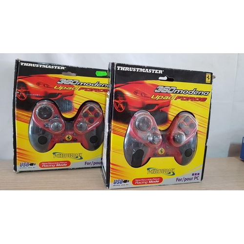 346 - 2 x Ferrari Thrustmaster '360 Modena Upad Force' PC USB Joysticks in Boxes, (2)