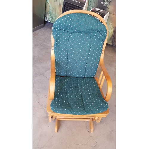 349 - Classic Wooden Rocking Chairs with Green Cushions