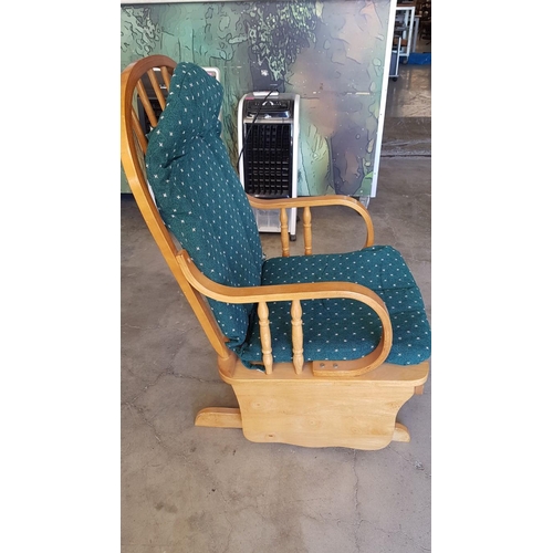 349 - Classic Wooden Rocking Chairs with Green Cushions