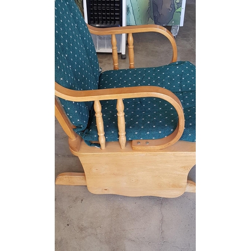 349 - Classic Wooden Rocking Chairs with Green Cushions