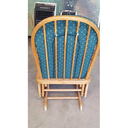 349 - Classic Wooden Rocking Chairs with Green Cushions