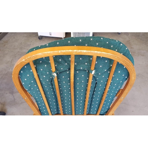 349 - Classic Wooden Rocking Chairs with Green Cushions