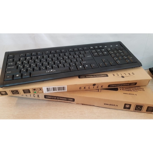 542 - 2 x 'Oklick' 120M Computer Keyboards, Boxed / Unused, (2)