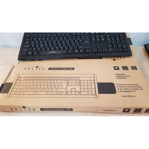 542 - 2 x 'Oklick' 120M Computer Keyboards, Boxed / Unused, (2)
