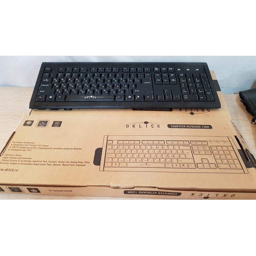 542 - 2 x 'Oklick' 120M Computer Keyboards, Boxed / Unused, (2)