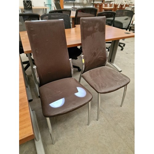 599 - Pair of Brown Leatherette Chairs with Chrome Legs, (2)