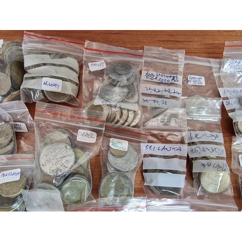 148 - Large Collection of Assorted Coins, Arranged in Bags by Country, Mostly Middle East, Far East, Ameri... 