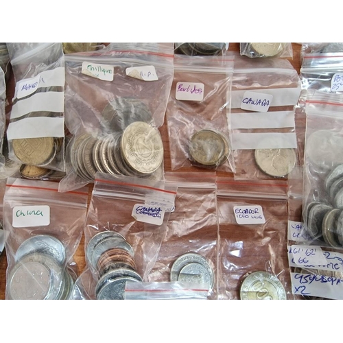 148 - Large Collection of Assorted Coins, Arranged in Bags by Country, Mostly Middle East, Far East, Ameri... 