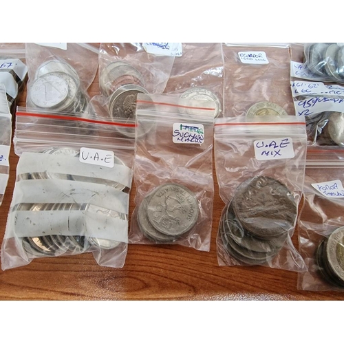 148 - Large Collection of Assorted Coins, Arranged in Bags by Country, Mostly Middle East, Far East, Ameri... 