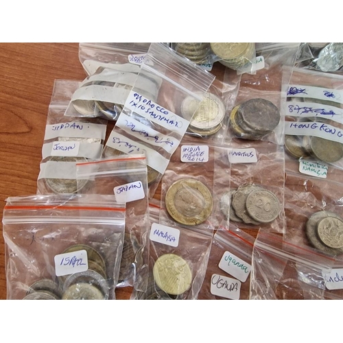 148 - Large Collection of Assorted Coins, Arranged in Bags by Country, Mostly Middle East, Far East, Ameri... 