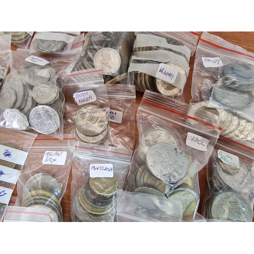 148 - Large Collection of Assorted Coins, Arranged in Bags by Country, Mostly Middle East, Far East, Ameri... 