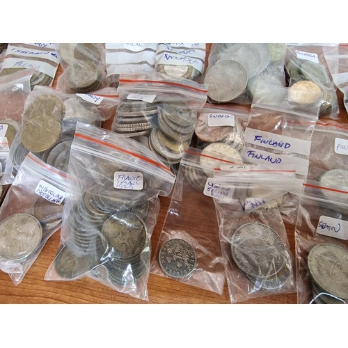 149 - Large Collection of Assorted Coins, Arranged in Bags by Country, Mostly Europe, (Approx. 7.4kg)