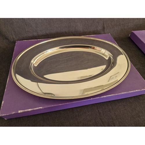 247 - 2 x French 'Couzon' Stainless Steel (18/10) Serving Platters, in the 'Symphonie' Design; 60cm and 42... 