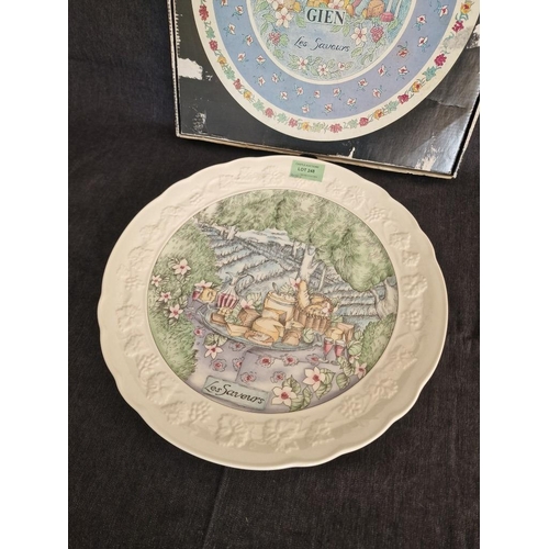 248 - Large French Country Plate, 'Gien' Les Saveurs, Marie-Pierre Boitard Style, with Country Scene of Ch... 