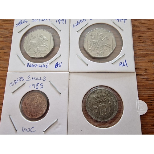 643 - Collection of 4 x Cyprus Coins; 1955 3 Mils, 1949 Shilling, 1991 50 Cent and 1994 50 Cent, (see mult... 