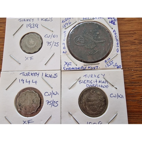 649 - Collection of 4 x Turkish Coins; Incl. 1876 40 Para, 1939 & 1944 1 Kurus and 1998 Token, (see multip... 