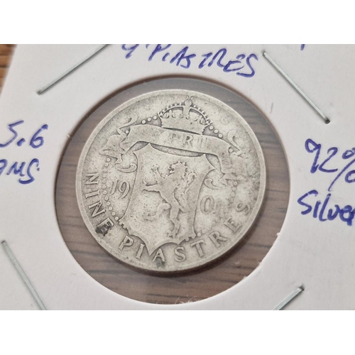 651 - Cyprus Silver Coin; 1901 Queen Victoria Nine Piastre, (23.7mm, 5.65g, .925 Sterling Silver), VF,