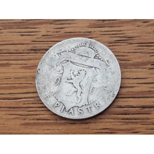 652 - Cyprus Silver Coin; 1907 King George V Nine Piastre, (23.7mm, 5.65g, .925 Sterling Silver), Mintage ... 