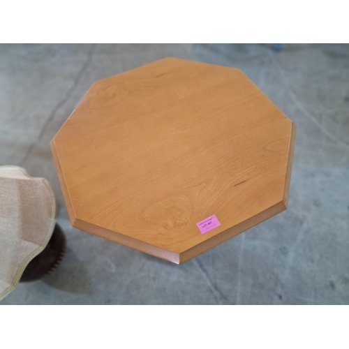 655 - Light Wood Octagonal Side Table with Pedestal Base, Together with Table / Side Lamp with Wooden Base... 