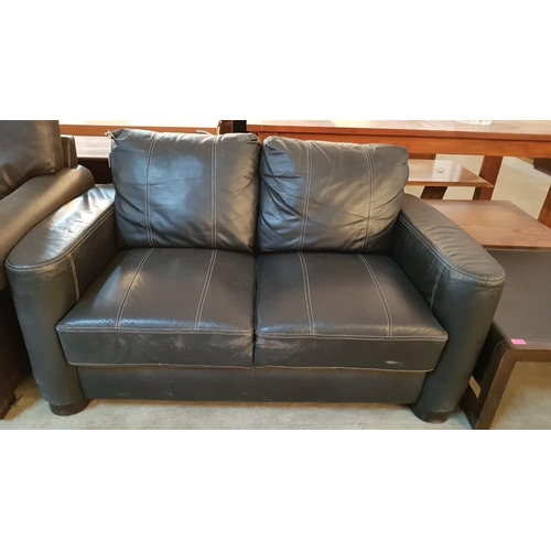 658 - Black Colour Leatherette 2-Seat Sofa