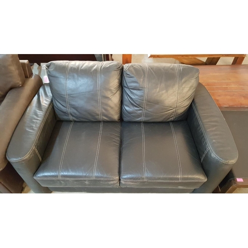 658 - Black Colour Leatherette 2-Seat Sofa