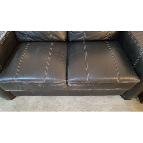 658 - Black Colour Leatherette 2-Seat Sofa