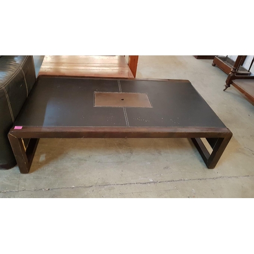 659 - Dark Wood and Leather Topped Coffee Table