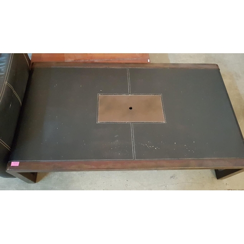 659 - Dark Wood and Leather Topped Coffee Table