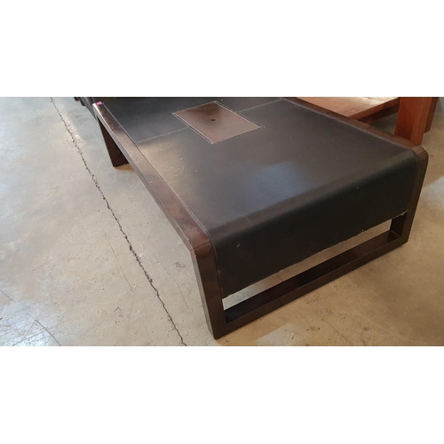 659 - Dark Wood and Leather Topped Coffee Table