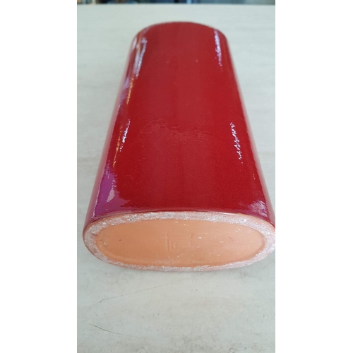 668 - Glazed Red Terracotta Modern Vase, (Approx. 8 x 13 x 28.5cm)