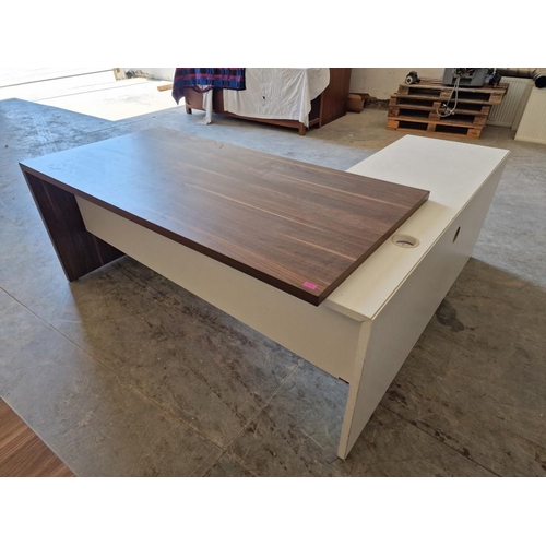 670 - Modern 'L' Shape Corner Desk, Walnut Effect with White Side extension, (Approx. 195 x 185cm)