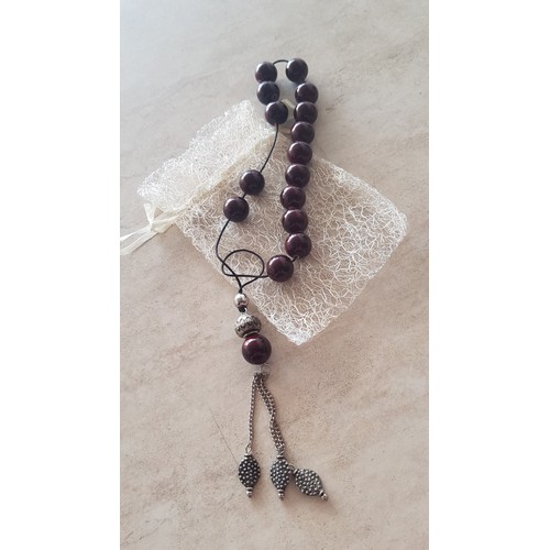 694 - 'Komboloi' Worry / Stress / Prayer Beads, White Metal and Natural Stone