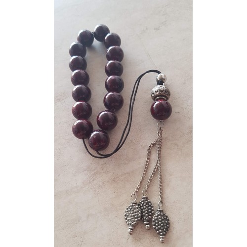 694 - 'Komboloi' Worry / Stress / Prayer Beads, White Metal and Natural Stone