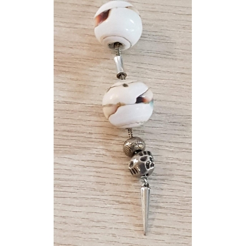 697 - Greek 'Komboloi / Begleri', Worry / Stress Beads, White Metal and Natural Stone