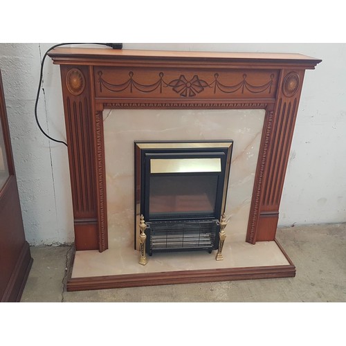 704 - Classical Style Fireplace with Electric Coal Effect Fire, Carved Wood Surround (Un-Tested), (Approx ... 