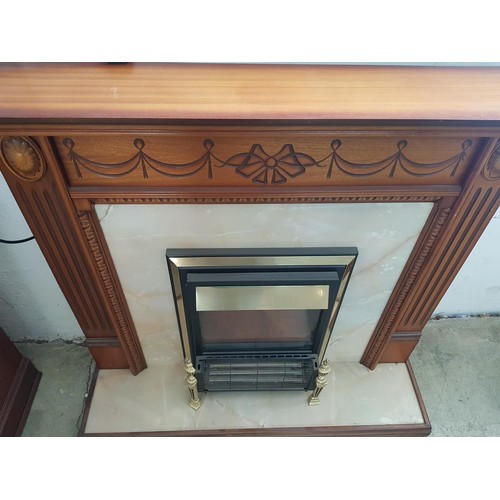 704 - Classical Style Fireplace with Electric Coal Effect Fire, Carved Wood Surround (Un-Tested), (Approx ... 