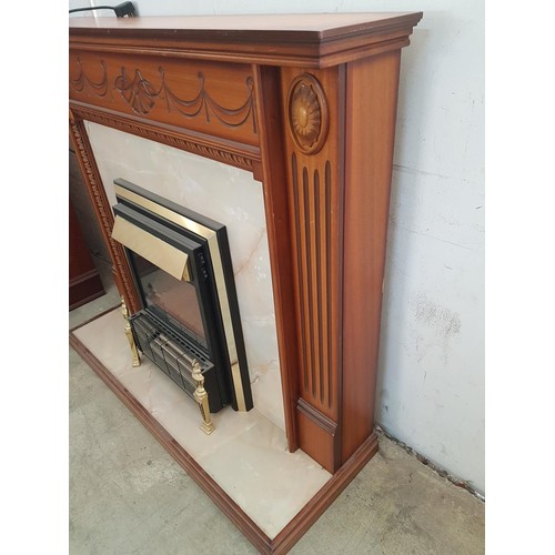 704 - Classical Style Fireplace with Electric Coal Effect Fire, Carved Wood Surround (Un-Tested), (Approx ... 