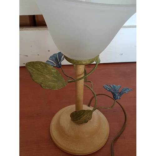 708 - Decorative Metal Art Table / Side Lamp with Flowers and Leaves, (Approx. H: 30cm)