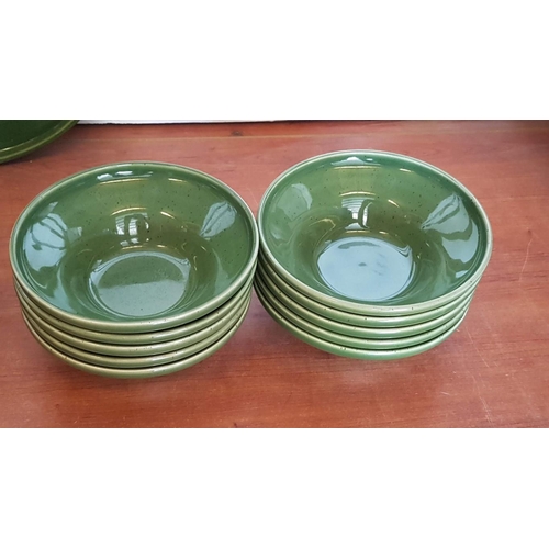 709 - Collection of IKEA Green Glazed Tableware; 10 x Dinner Plates, 10 x Small Bowls and Large Oval Servi... 