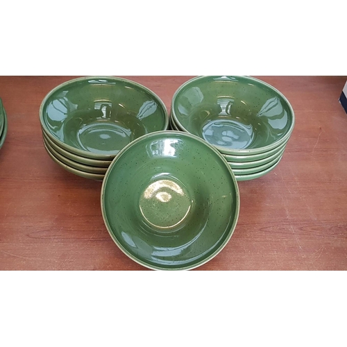 709 - Collection of IKEA Green Glazed Tableware; 10 x Dinner Plates, 10 x Small Bowls and Large Oval Servi... 