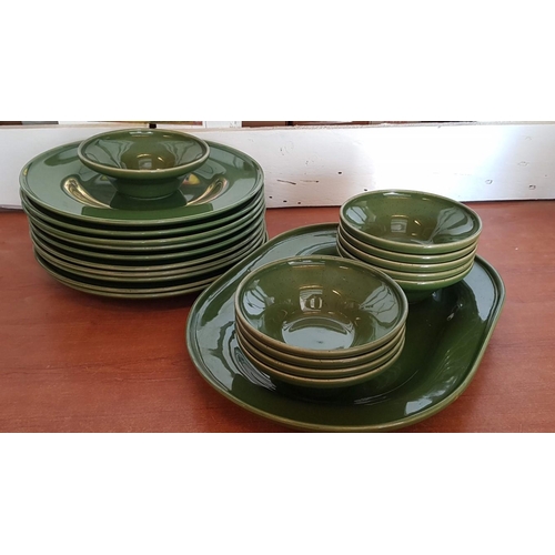 709 - Collection of IKEA Green Glazed Tableware; 10 x Dinner Plates, 10 x Small Bowls and Large Oval Servi... 