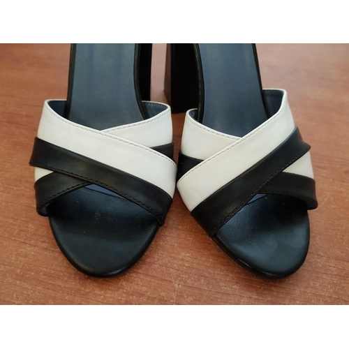 712 - Black & White Elegant Pair of Summer Sandals with Chunky High Heel, (Approx. Size 38)