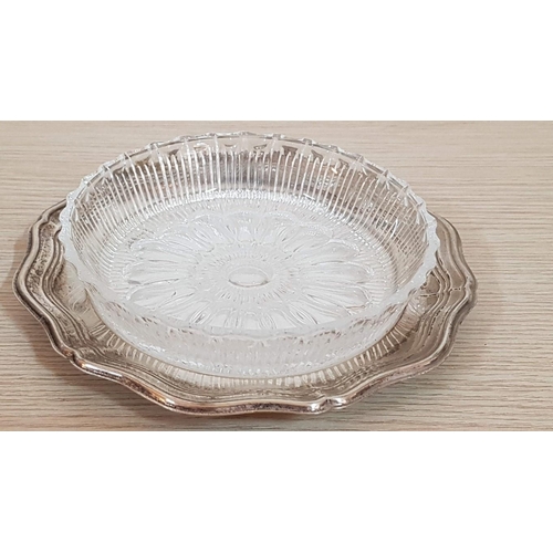 239 - Collection of Vintage Style Silver Plated Tableware; Floral Pattern Sweet Dish / Basket, Glass Dish ... 