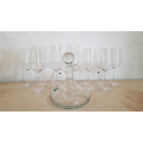 246 - Wine Set; 12 x 'Schott Zwiesel' Crystal Wine Glasses (Set of 6, 5 & 1), Together with Glass Wine Dec... 